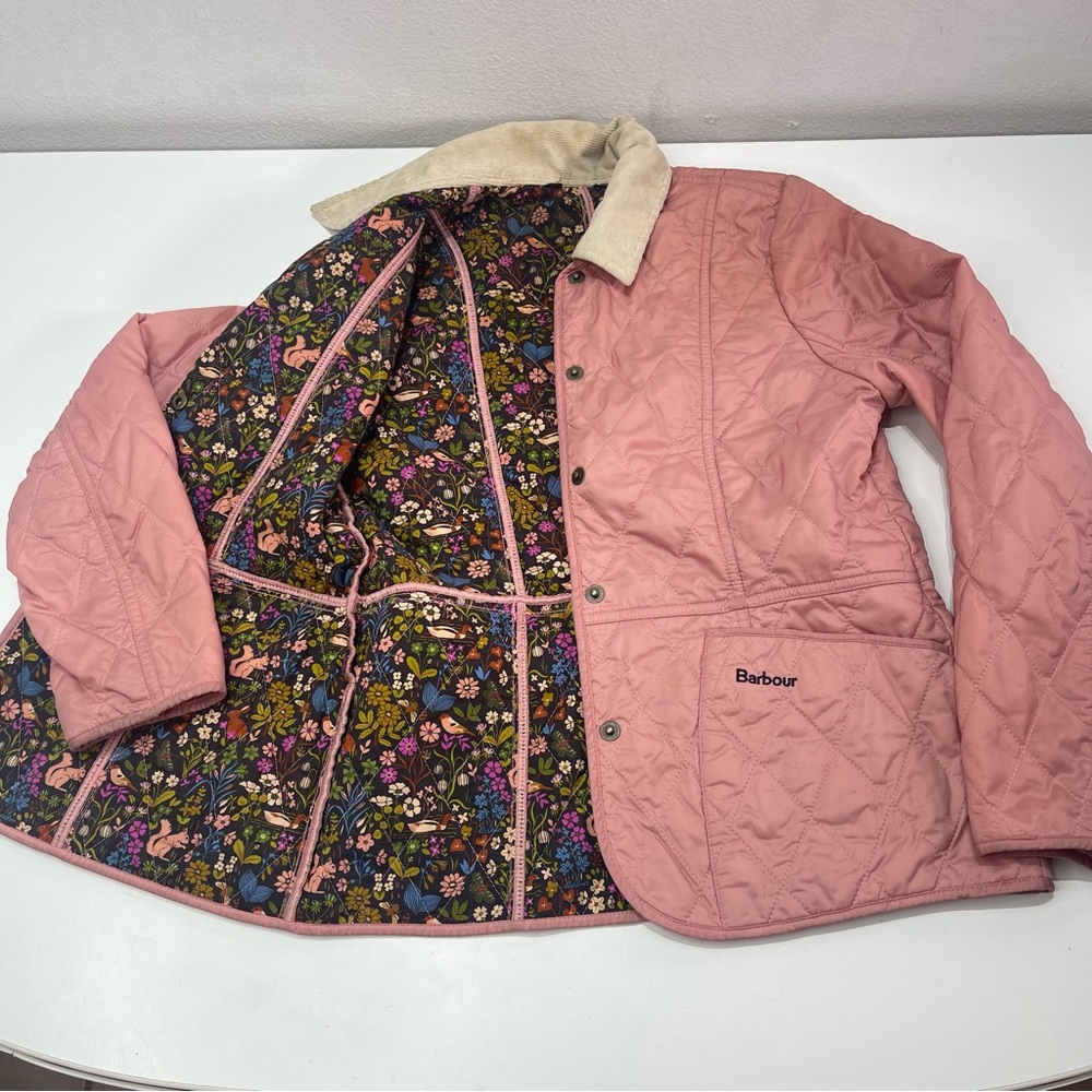 Barbour Liddesdale Quilted Jacket Pink Girls LG 10/11  Country Cottage Prints
